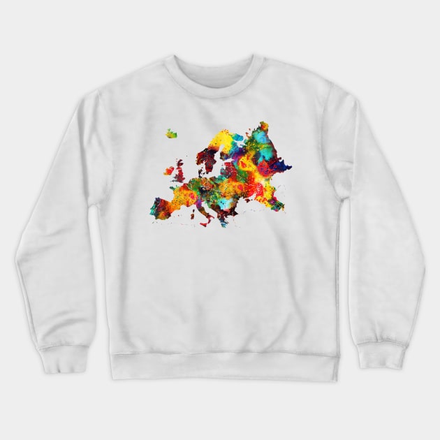 Map of Europe Crewneck Sweatshirt by erzebeth